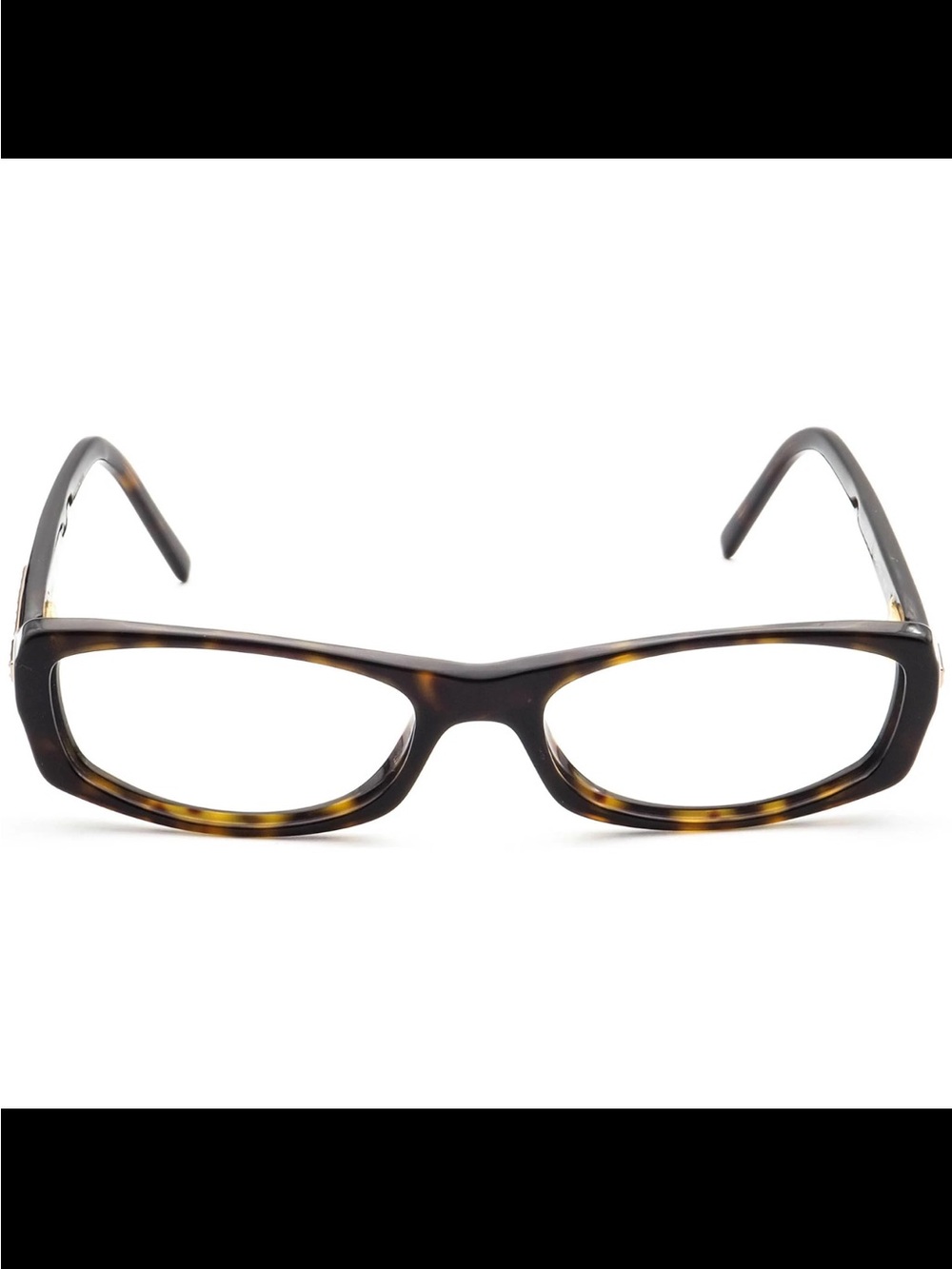 Prada Brown Tortoiseshell Rectangular Women's Glasses with Gold Accents - Picture 2 of 11